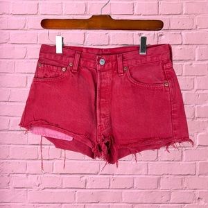 Vintage 501 Levi’s Red Jean Shorts Made in USA
